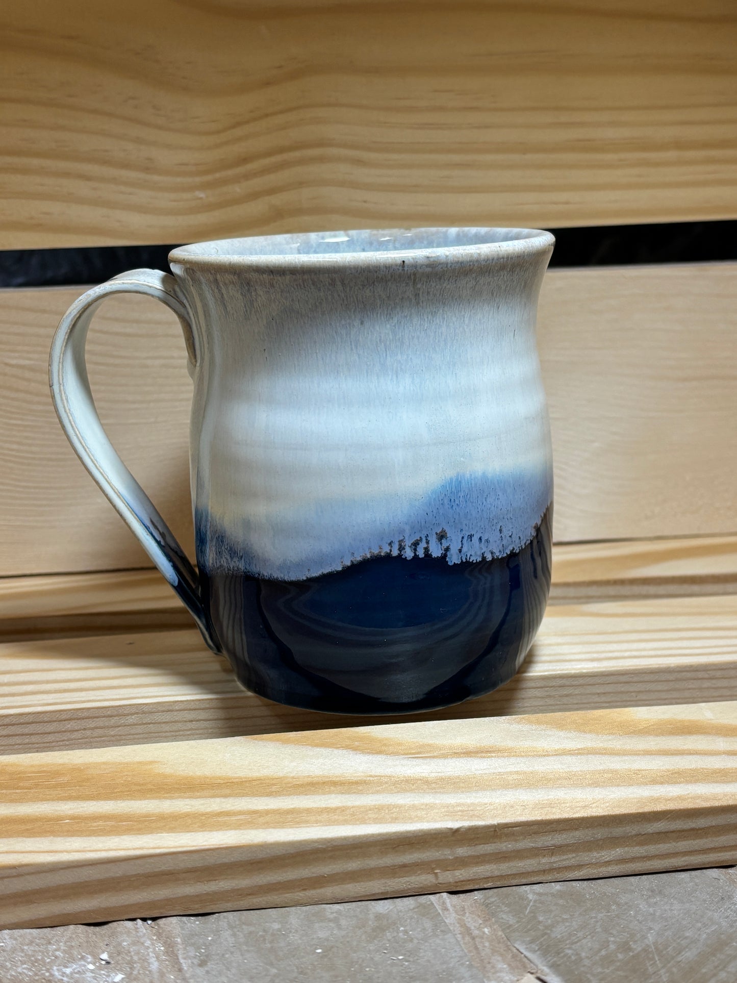14oz(+\-) dark and light blue mugs