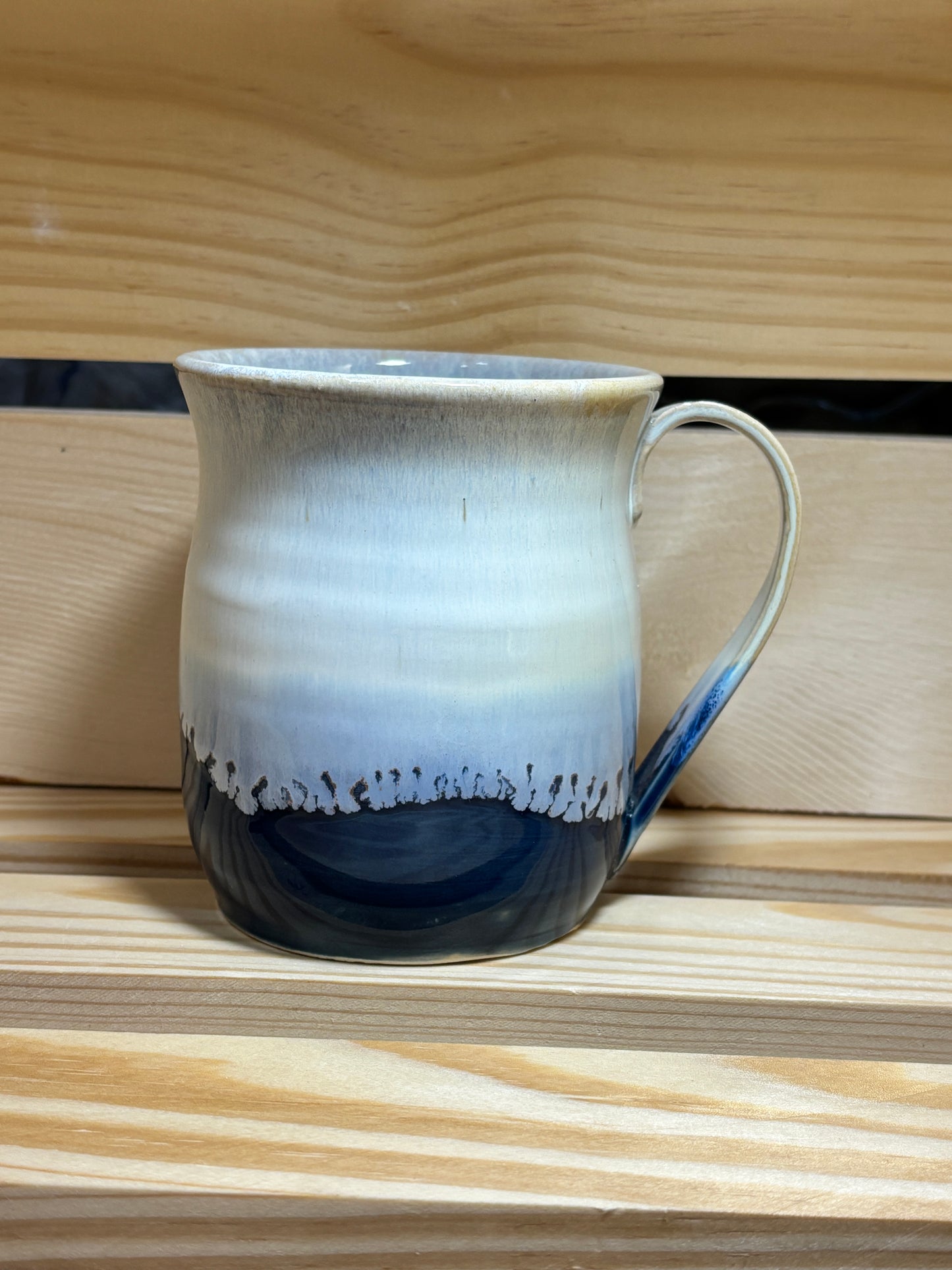 14oz(+\-) dark and light blue mugs