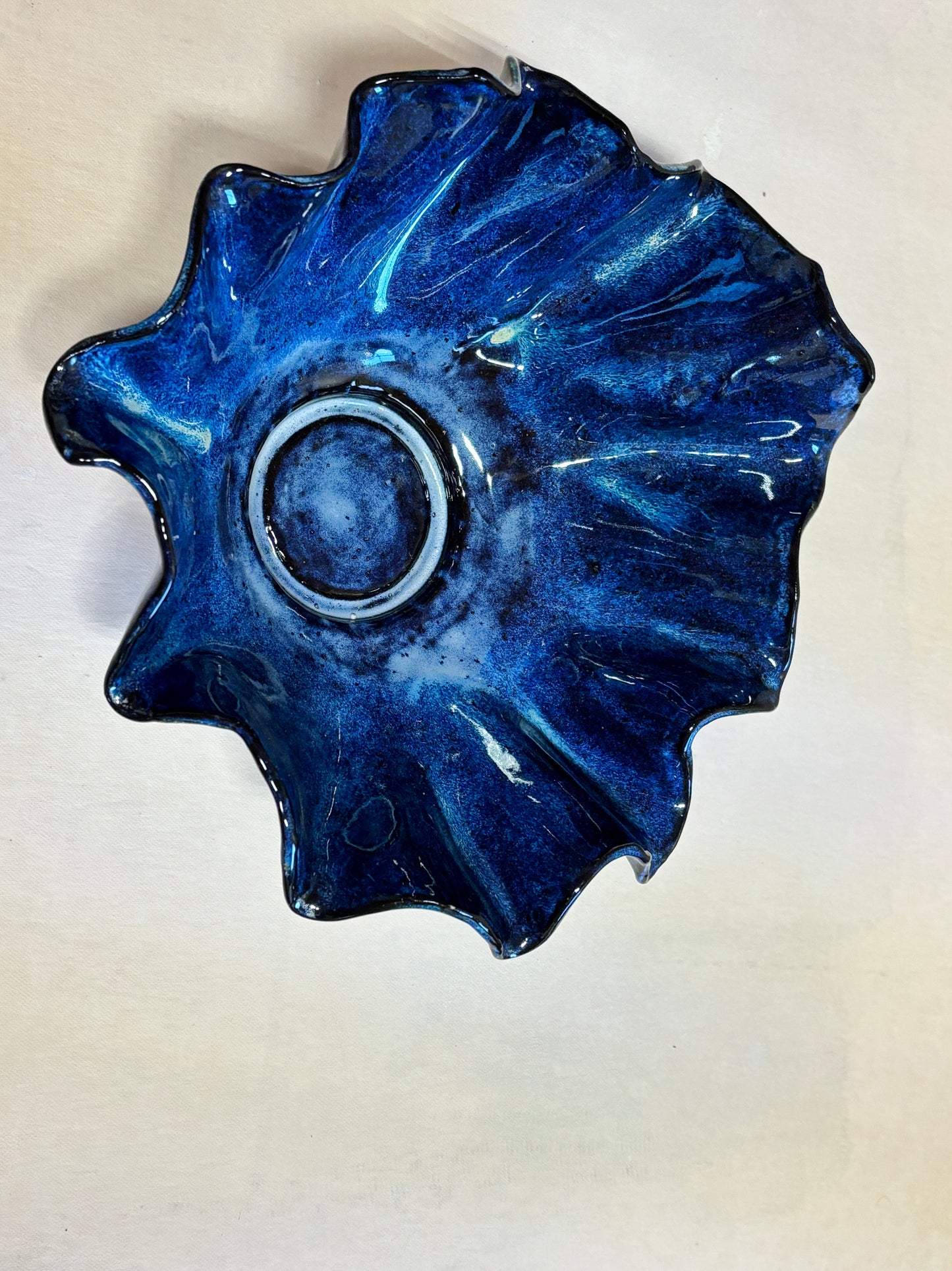 Midnight Ruffle Bowl – Hand-Built Stoneware 6x9”